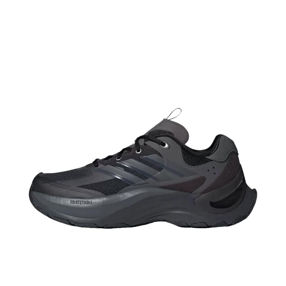 推荐商品：adidas Maxxwavy 跑鞋 缓震耐磨厚底增高织物回弹 黑色/亮金属铁灰/深灰