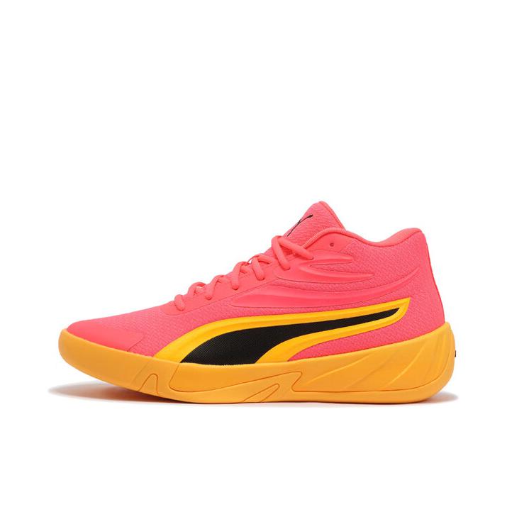 推荐商品：Puma/彪马 COURT PRO 轻便透气 防滑耐磨 缓震回弹 舒适百搭 实战 比赛 篮球鞋 日落红/日光黄