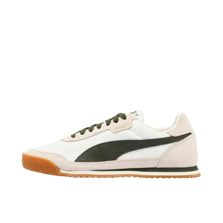 推荐商品：Puma/彪马 TURINO II NYLON 运动休闲鞋 拼接系带低帮防滑耐磨缓震胶底复古时尚足球风薄底耐穿 白色/军绿色