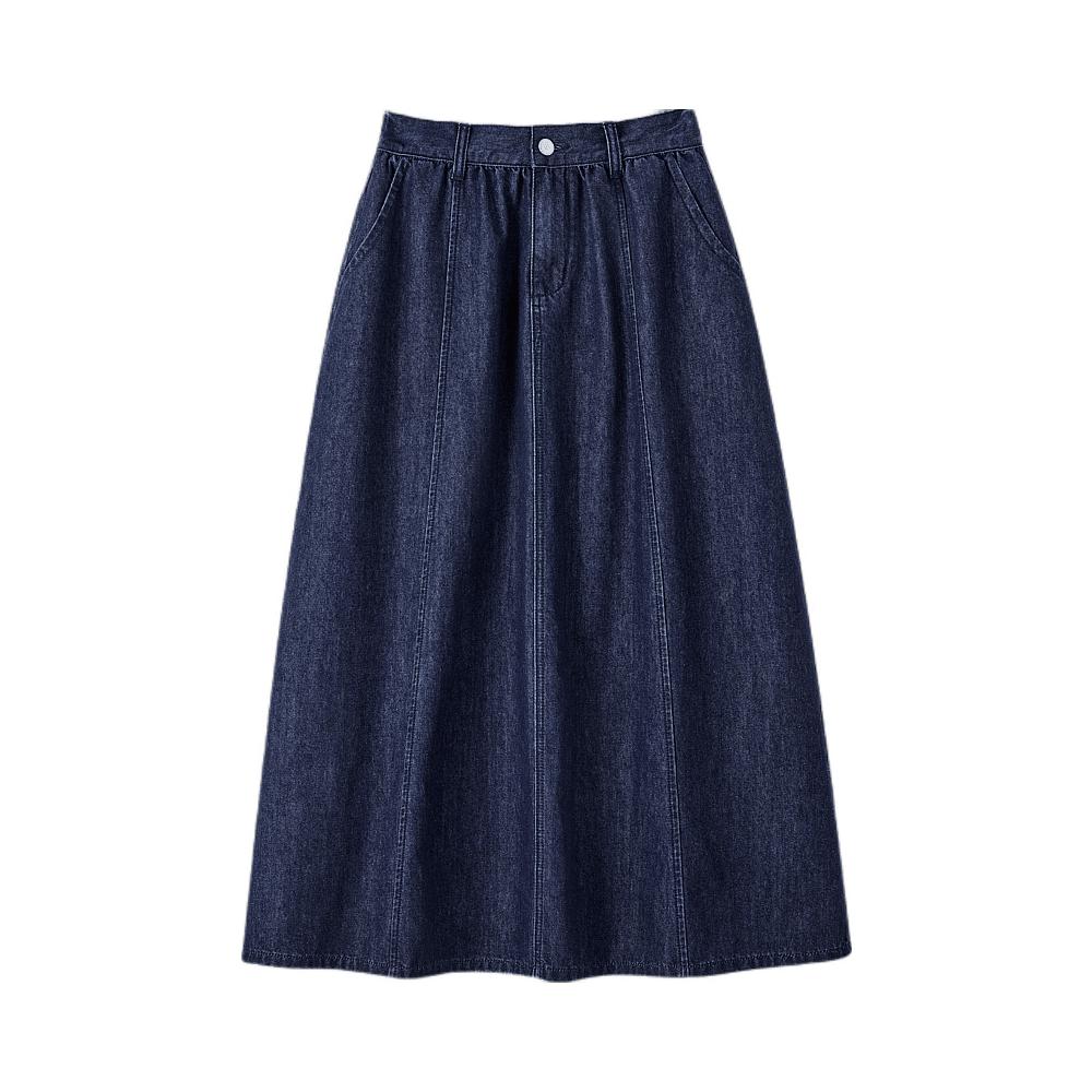 推荐商品：德玛纳 邂逅牛仔轻薄大a字半身长裙 女装 G539121930702 深牛仔蓝