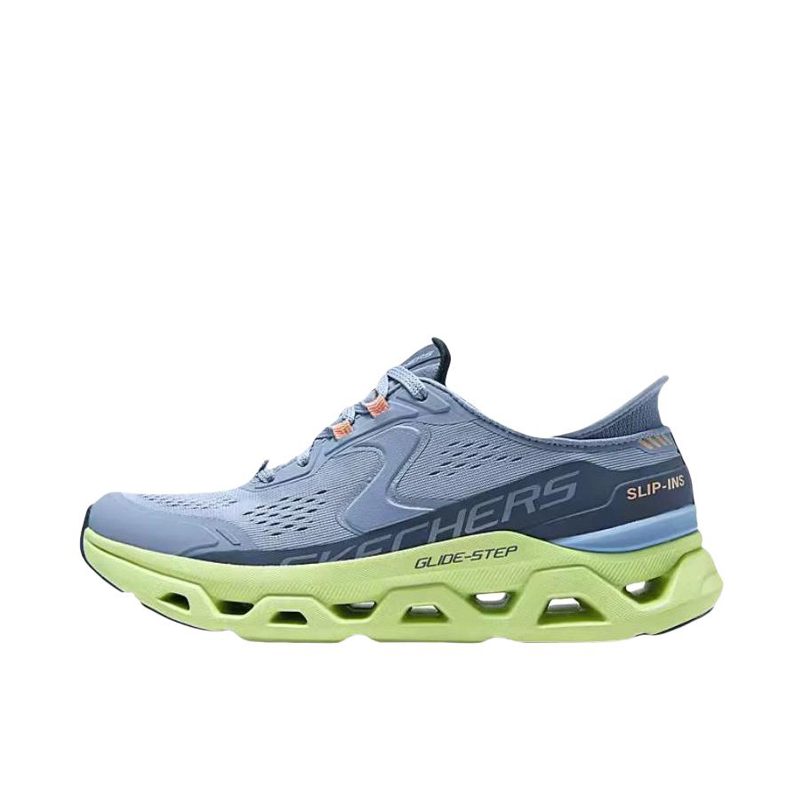 推荐商品：Skechers/斯凯奇 网面绑带 缓震耐磨 时尚潮流 轻质 一脚蹬 运动休闲鞋 232921 女款/蓝色