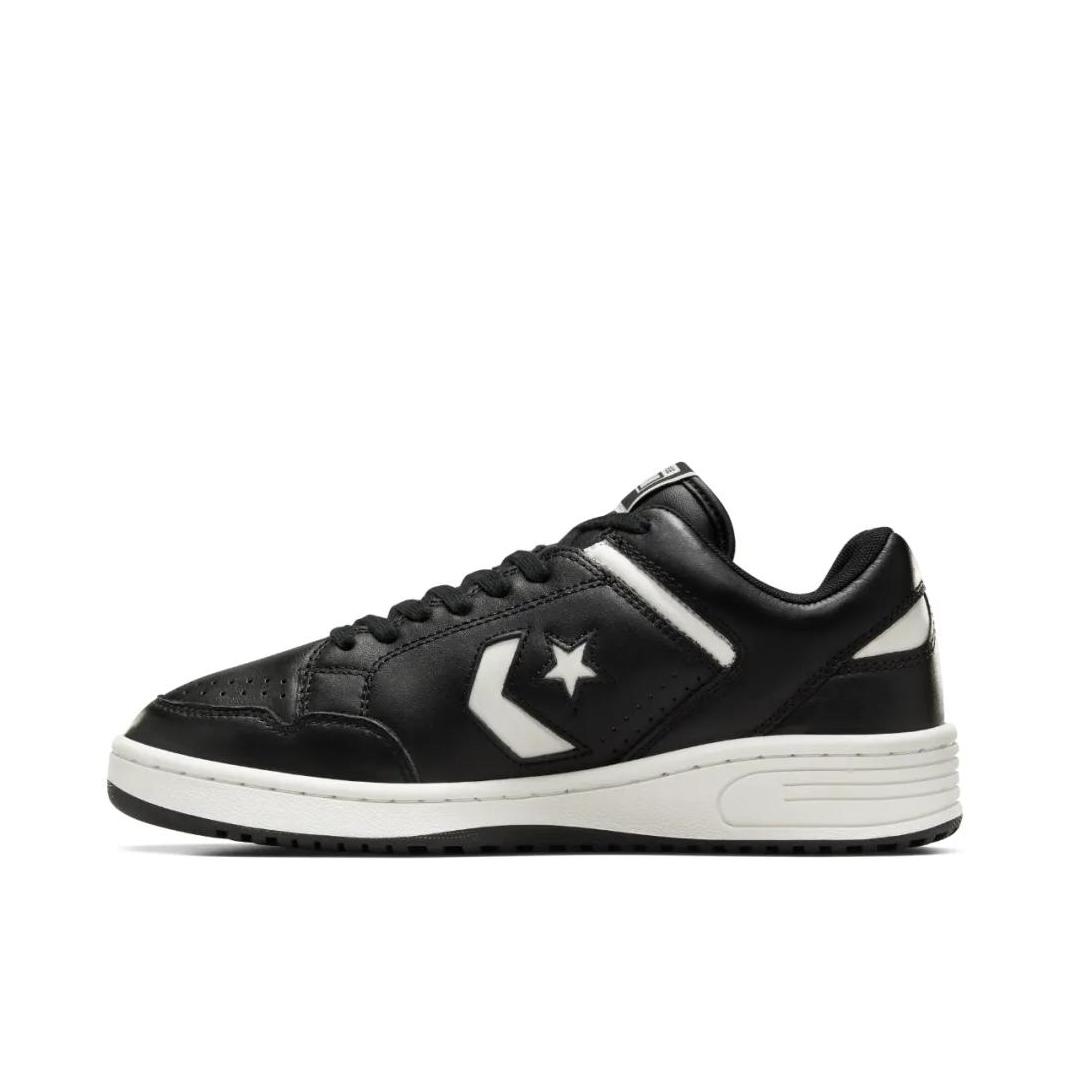 推荐商品：Converse/匡威 Weapon 板鞋 星箭标潮流经典复古拼接防滑耐磨减震透气支撑包裹性 亮黑色/白色 