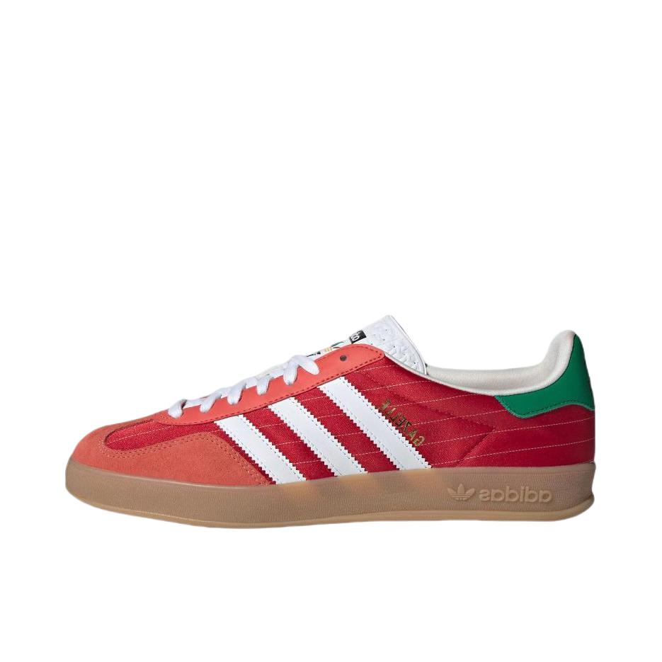 推荐商品：adidas Originals Gazelle Indoor T头鞋 德训鞋 板鞋 舒适缓震防滑耐磨绒面革复古 浅猩红/白色
