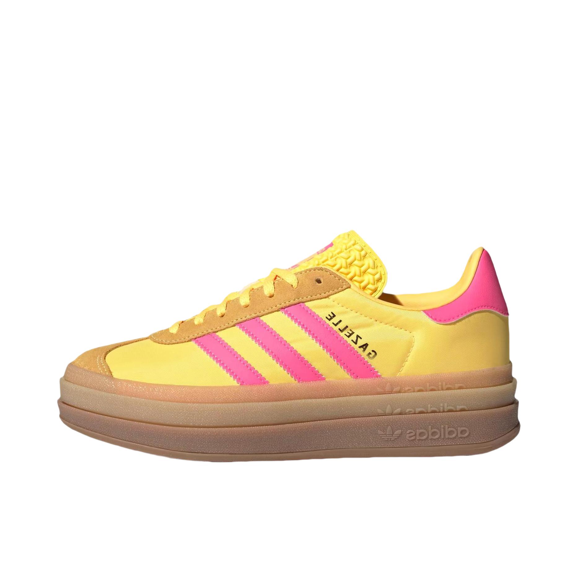 推荐商品：adidas Originals Gazelle Bold T头鞋 德训鞋 运动休闲鞋 经典厚底防滑耐磨贴合 黄色/粉色