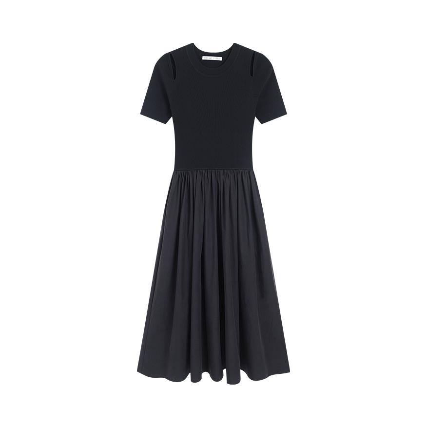 推荐商品：Eastern Light/乙来  纯色凉感透气短袖连衣裙 女装 EL2421011 优雅黑