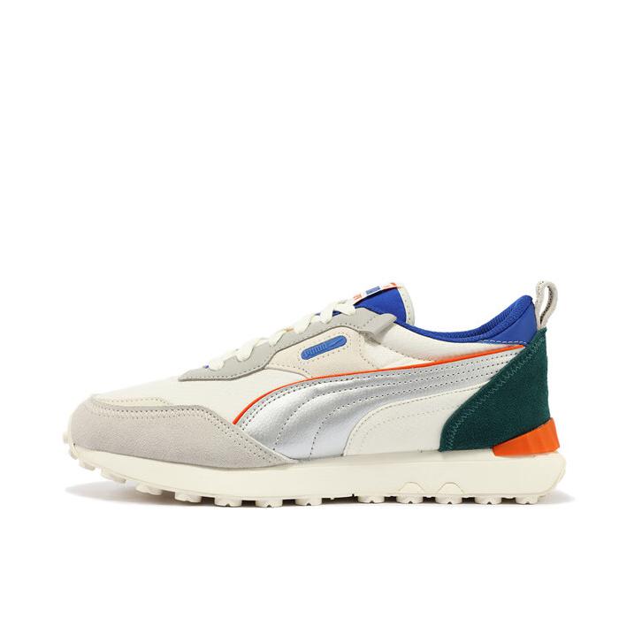 推荐商品：Puma/彪马 Rider FV 运动休闲鞋 减震防滑耐磨舒适轻便网面透气复古百搭抓地 米色/白色/银色/浅灰色