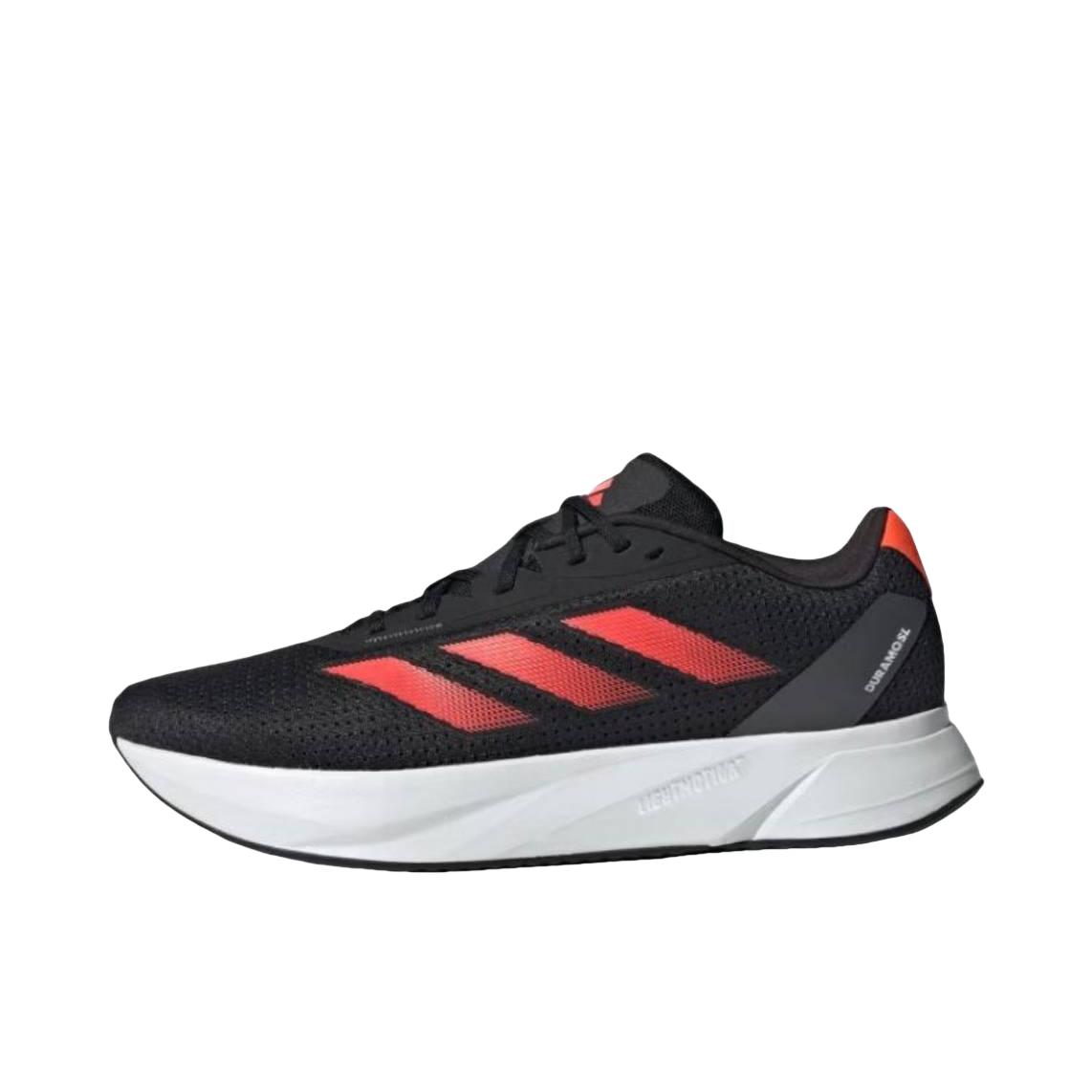 推荐商品：adidas Duramo SL 跑鞋 缓震网面透气训练织物轻运动轻盈回弹 核心黑/太阳红/六灰