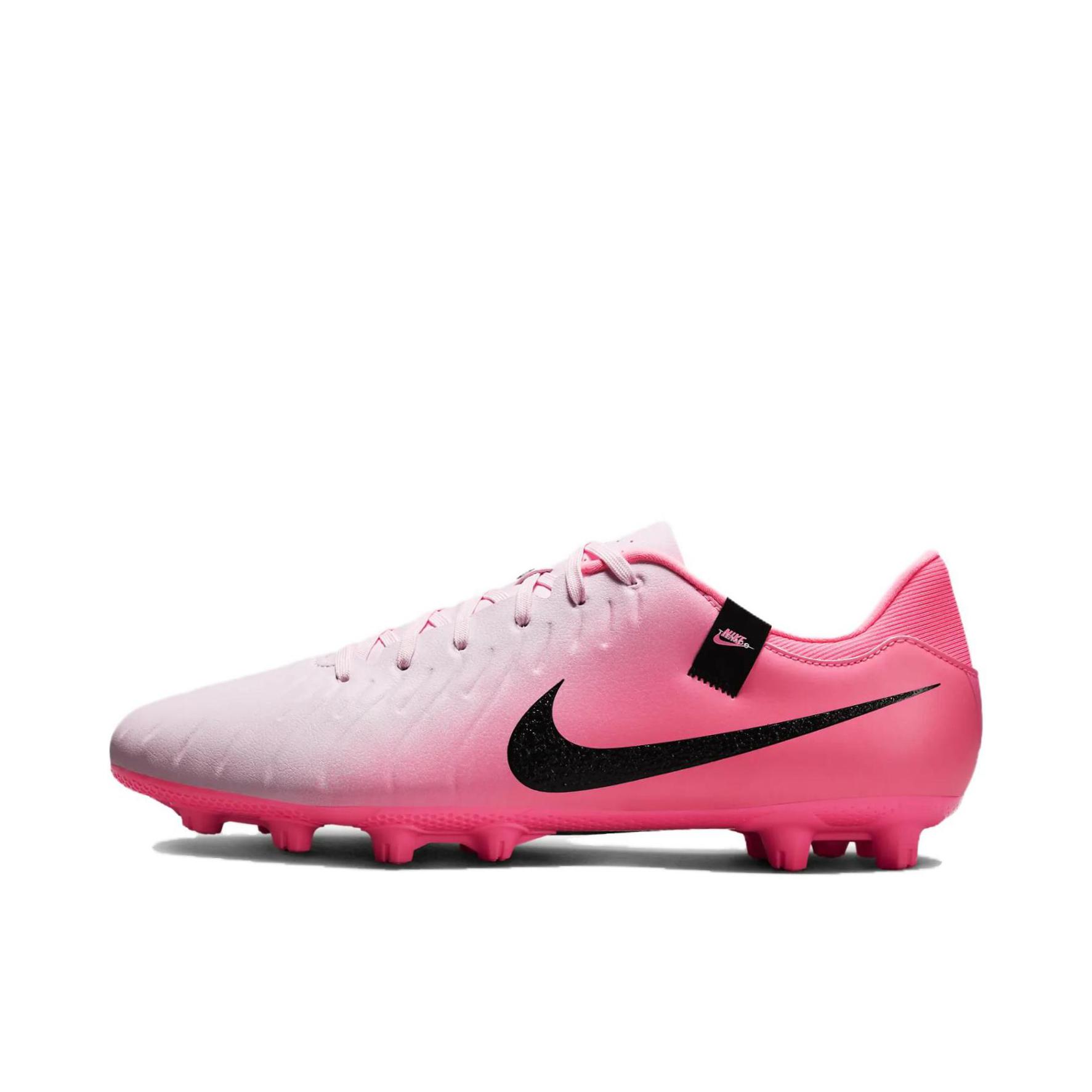 推荐商品：Nike Tiempo Legend 10 Academy HG 中端 胶质短钉 人造草坪 减震耐磨 足球鞋 粉色泡沫/黑色
