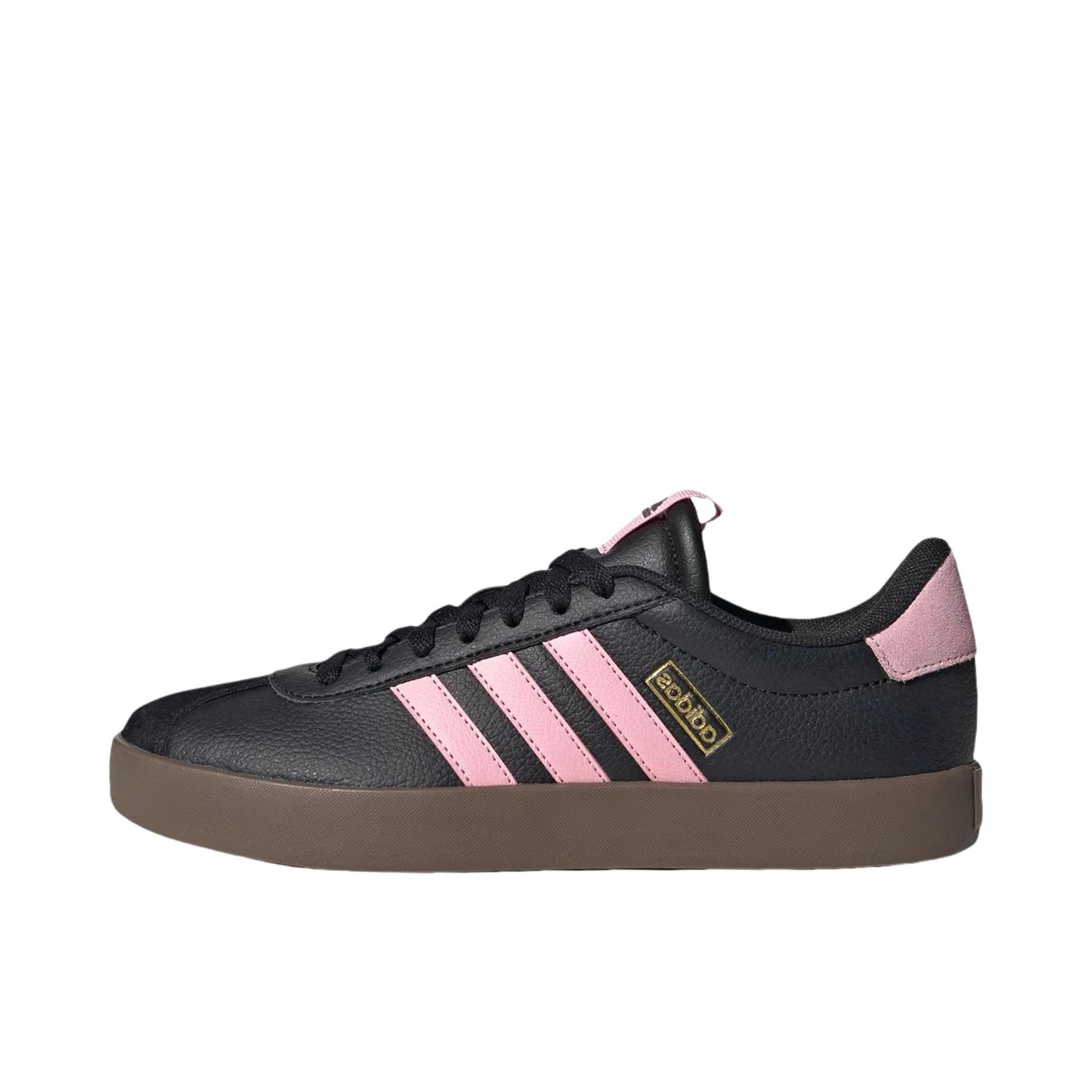 推荐商品：adidas VL Court 3.0 板鞋 T头鞋 德训鞋 舒适百搭防滑耐磨运动休闲贴合支撑圆头 黑色/粉色