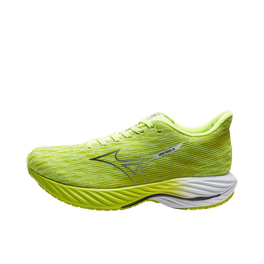 推荐商品：Mizuno/美津浓  Wave Rider  28  防滑 缓震 支撑 回弹  跑鞋 荧光黄/白色