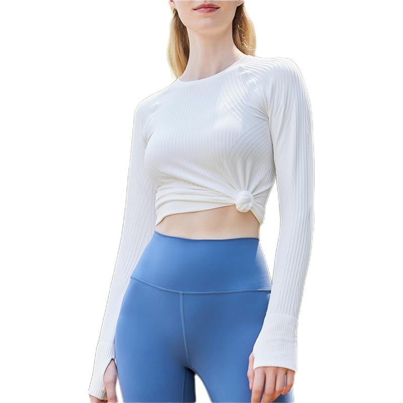 推荐商品：fashionyoga/凡圣瑜伽 长袖纯色圆领套头瑜伽服 女装 F12383 奈雪白