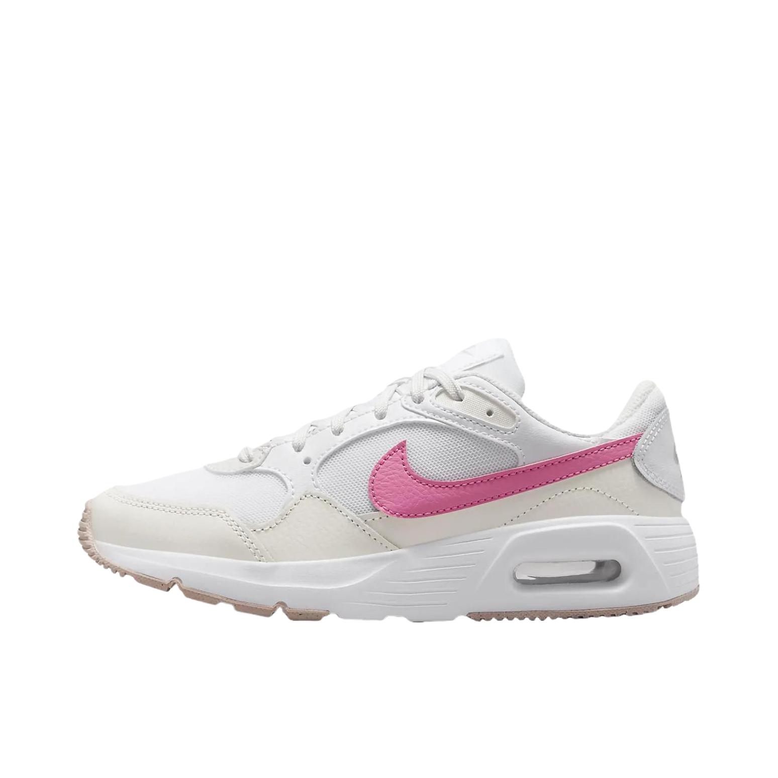推荐商品：Nike Air Max SC 防滑耐磨 舒适缓震 网布透气 织物 气垫 减震 复古 合成革 耐穿 运动休闲鞋 大童/米色/白色/粉色 