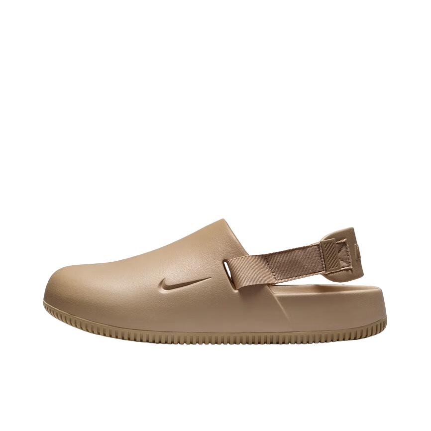 推荐商品：Nike Calm Mule 舒适百搭 防滑耐磨 增高包头 轻便透气 橡胶底 休闲 抓地 回弹 凉鞋 浅棕色
