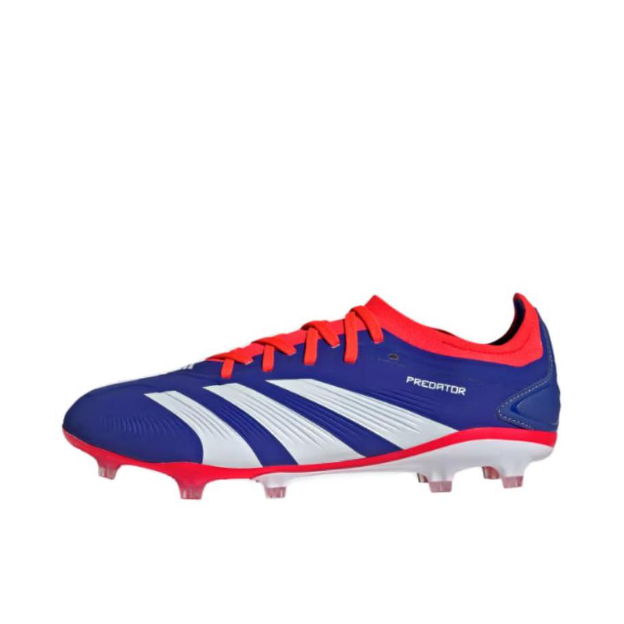 推荐商品：adidas Predator 24 PRO FG 次顶级 胶质长钉 人造草坪 透气 包裹性 圆头 支撑 足球鞋 白色/红色/蓝色