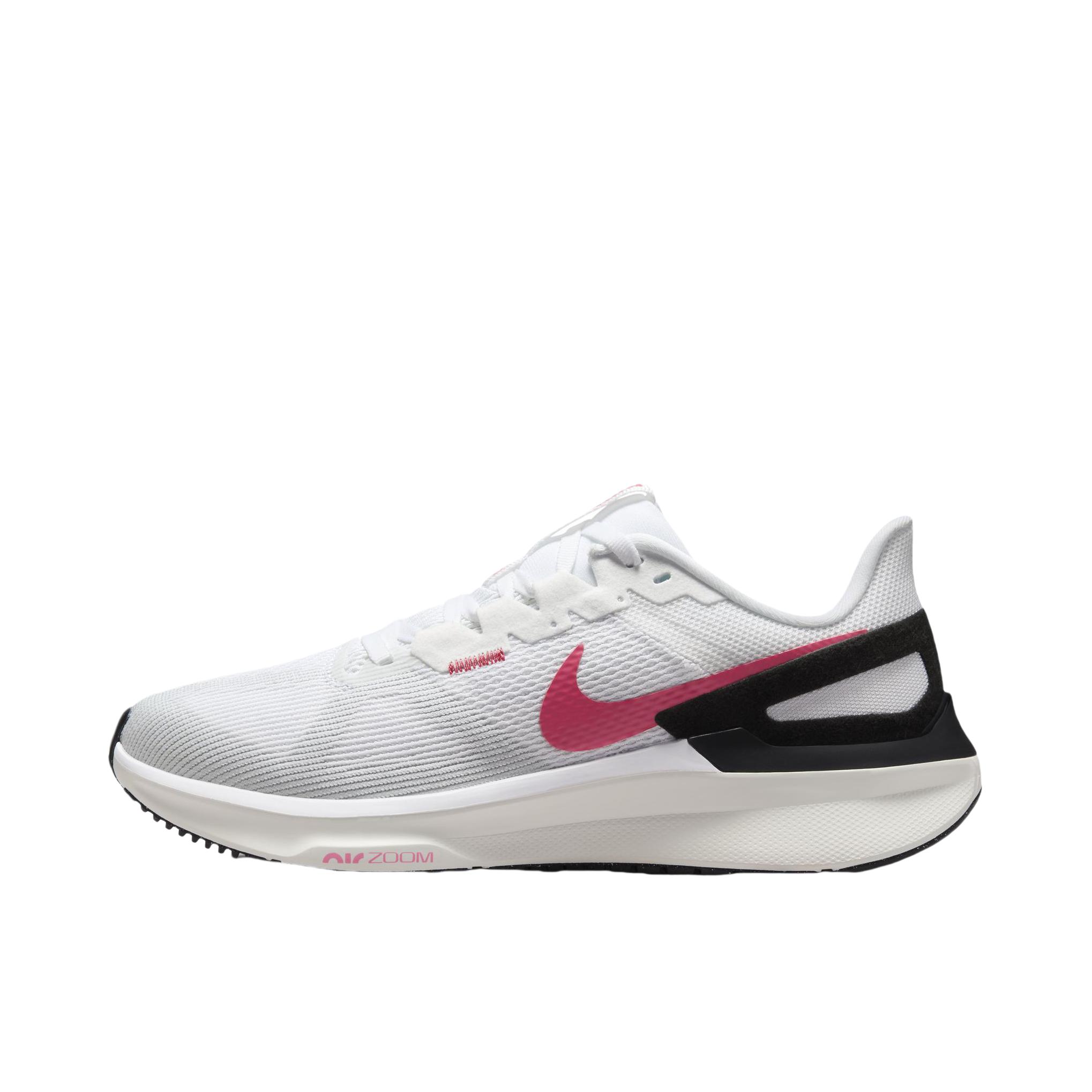推荐商品：Nike Air Zoom Structure 25 跑鞋 公路减震织物支撑训练轻便 男款/白色/紫菀粉/白金色/黑色
