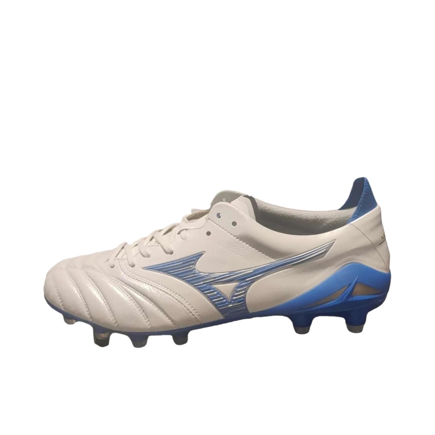 推荐商品：Mizuno/美津浓 Morelia NEO 4 β FG 顶级 长钉 耐磨 胶质 圆头 足球鞋 米白色/蓝色