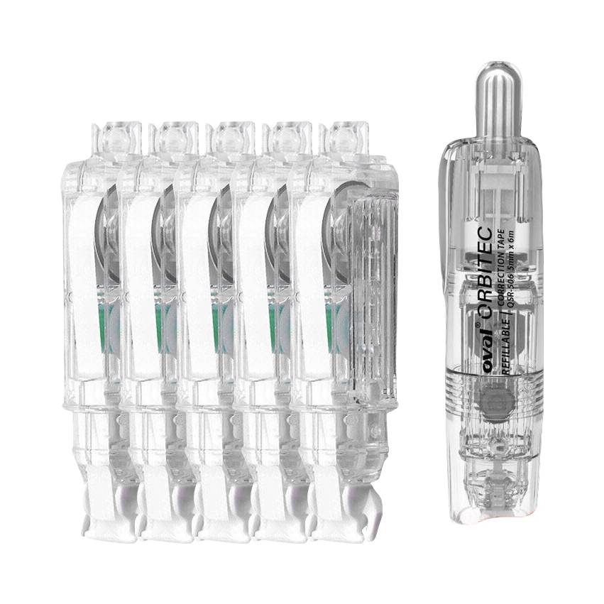 推荐商品：OVAL/欧文 马卡龙系列 按动款 6m*5mm/支 本体＋替芯组合装 修正带 QSR-506