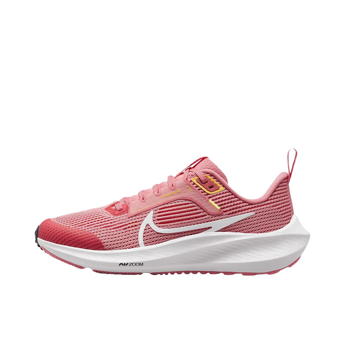 推荐商品：Nike Air Zoom Pegasus 40 跑鞋 缓震网面透气轻质飞马田径训练回弹支撑圆头 粉色/白色/黄色