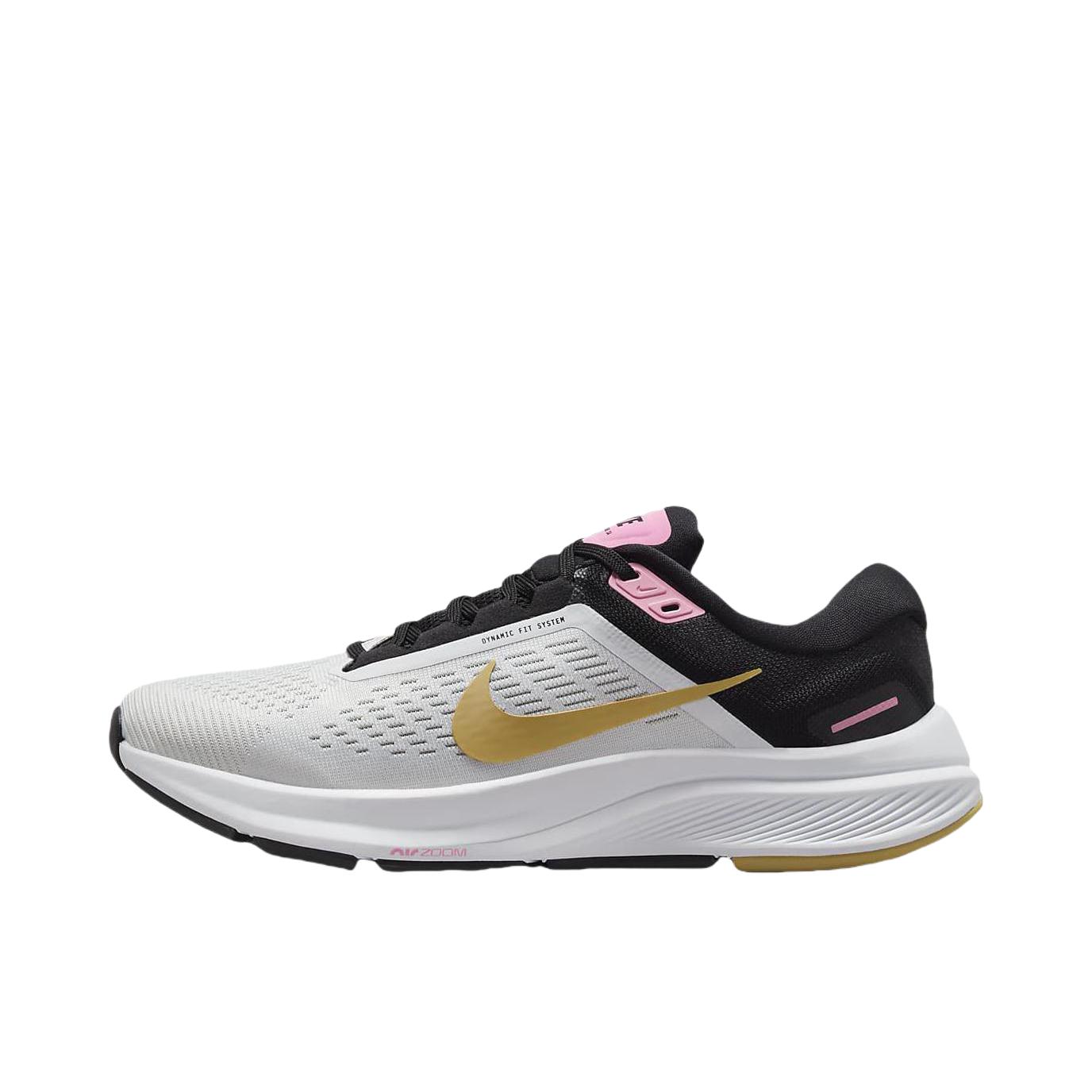 推荐商品：Nike Air Zoom Structure 24 跑鞋 碳板缓震轻便防滑耐磨织物回弹 黑色/灰色/金色