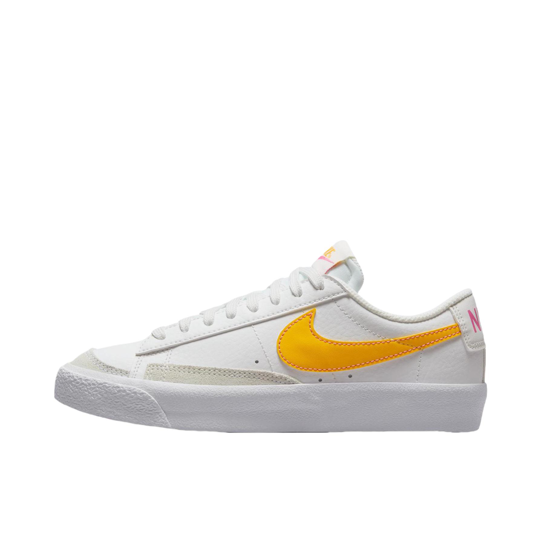 推荐商品：Nike Blazer 板鞋 经典复古防滑舒适百搭 山峰白/亚紫粉/大学金 大童/山峰白/大学金