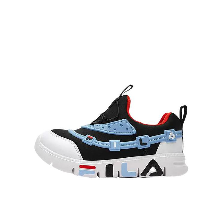 推荐商品：FILA/斐乐 运动鞋儿童 易弯折防滑耐磨舒适软底减震一脚蹬防踢 K54B152410F 小童/黑/斐乐白