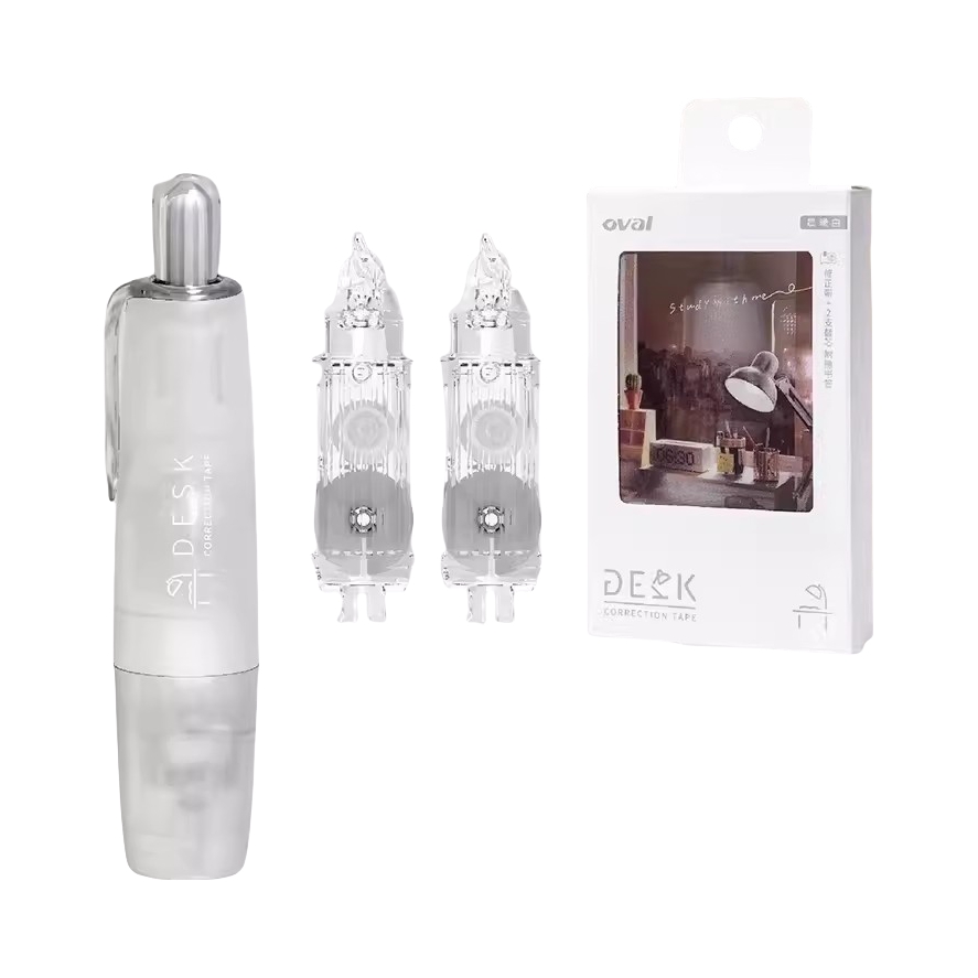 推荐商品：OVAL/欧文 书桌系列 按动款 晨曦白 5mm*18m 本体＋替芯组合装 修正带