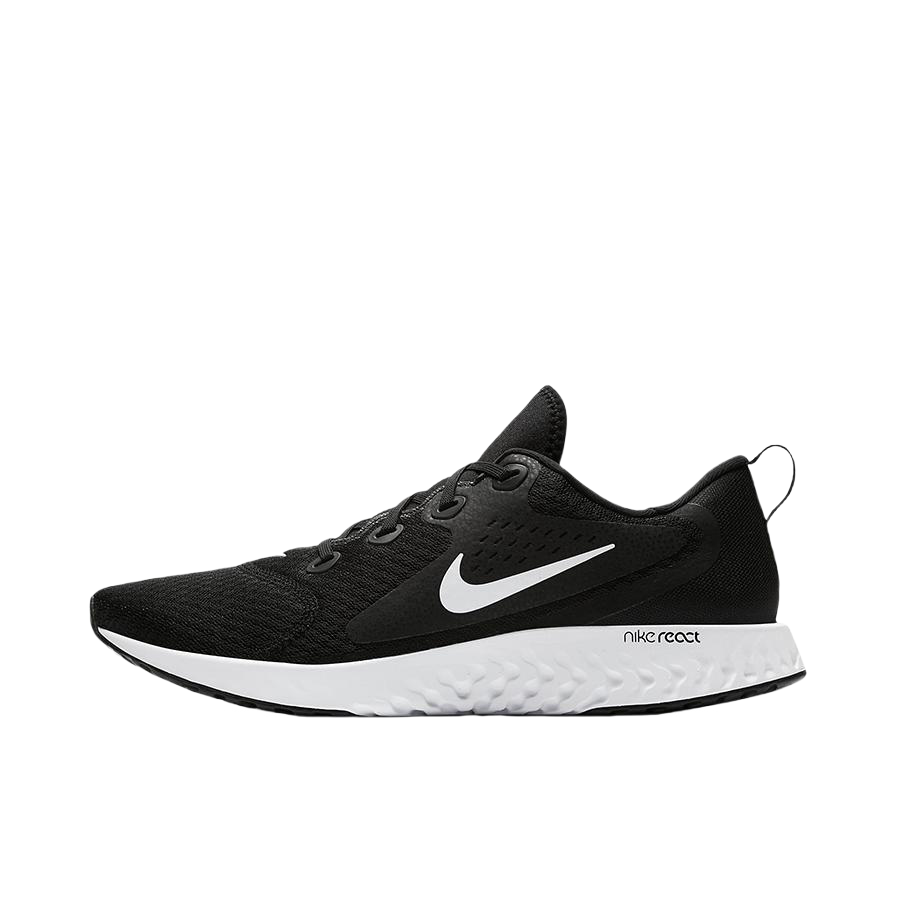 推荐商品：Nike Legend React 跑鞋 缓震回弹防滑耐磨网面透气轻便织物合成革复古百搭减震训练马拉松 Black/White 黑色/白色