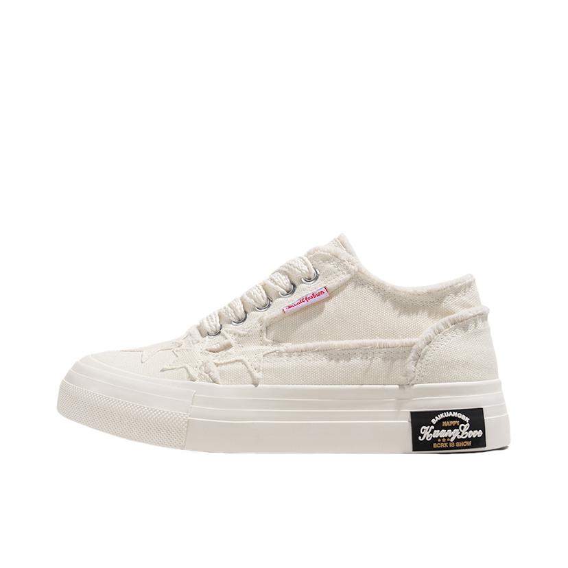 推荐商品：鮀品 星星潮流 高街 防滑透气 帆布鞋 港风 TP295W 女款/米色