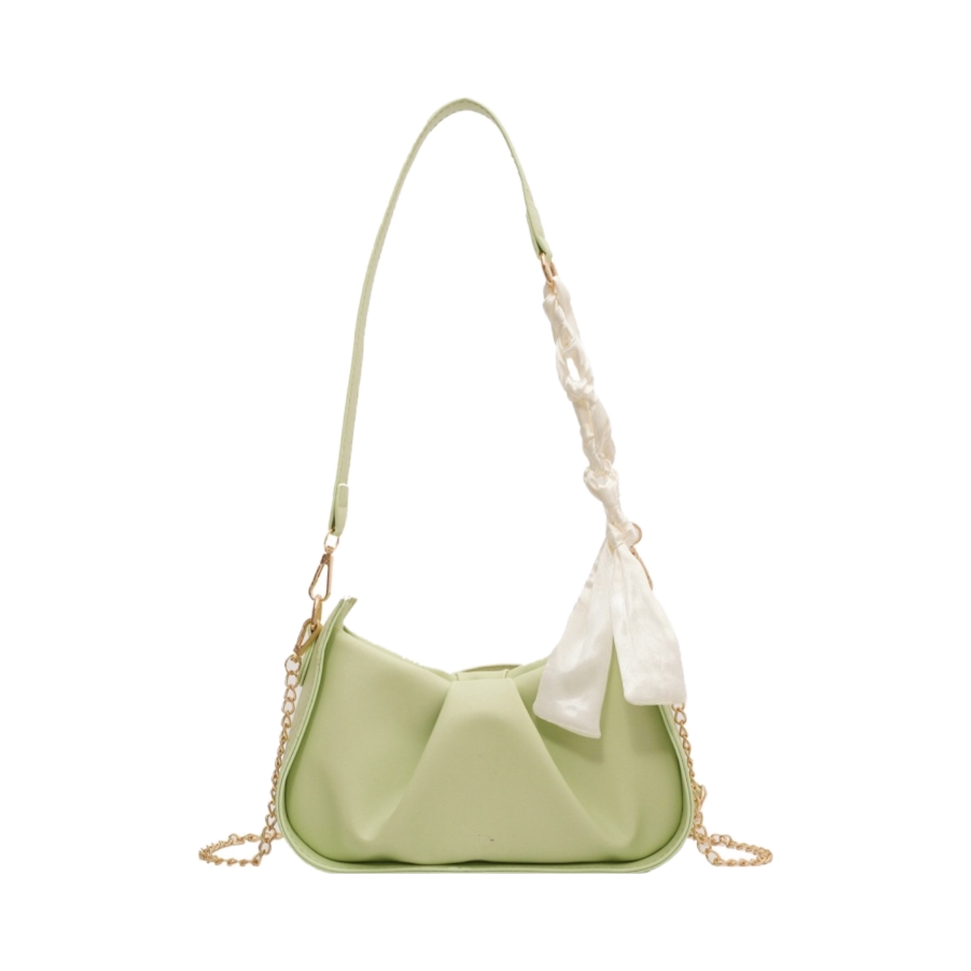 推荐商品：FCTOSSR/法缇斯 PU高颜值小众设计休闲感洋气简约褶皱链条高级质感云朵斜挎腋下单肩包