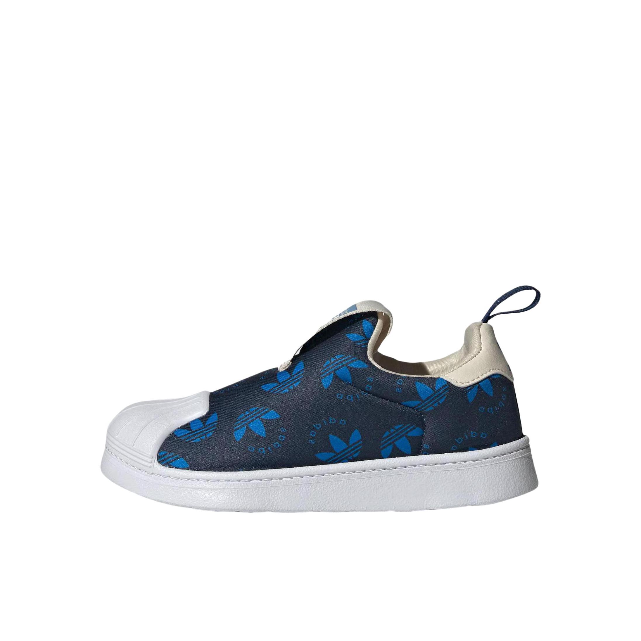 推荐商品：adidas Originals Superstar 360 一脚蹬 软底 贝壳头 板鞋儿童 小童/深蓝色/蓝色/奇妙白