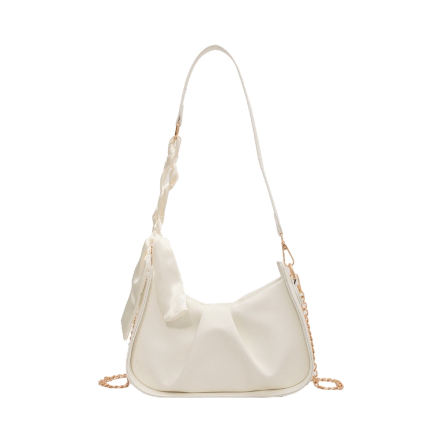 推荐商品：FCTOSSR/法缇斯 PU高颜值小众设计休闲感洋气简约褶皱链条高级质感云朵斜挎腋下单肩包