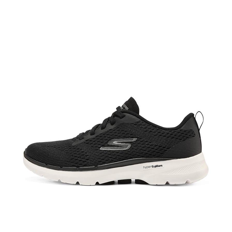 推荐商品：Skechers/斯凯奇 Go Walk 6 防滑耐磨 缓震回弹 网布透气 运动 网面 软底 一脚蹬 闪穿 跑鞋 女款/黑色/白色