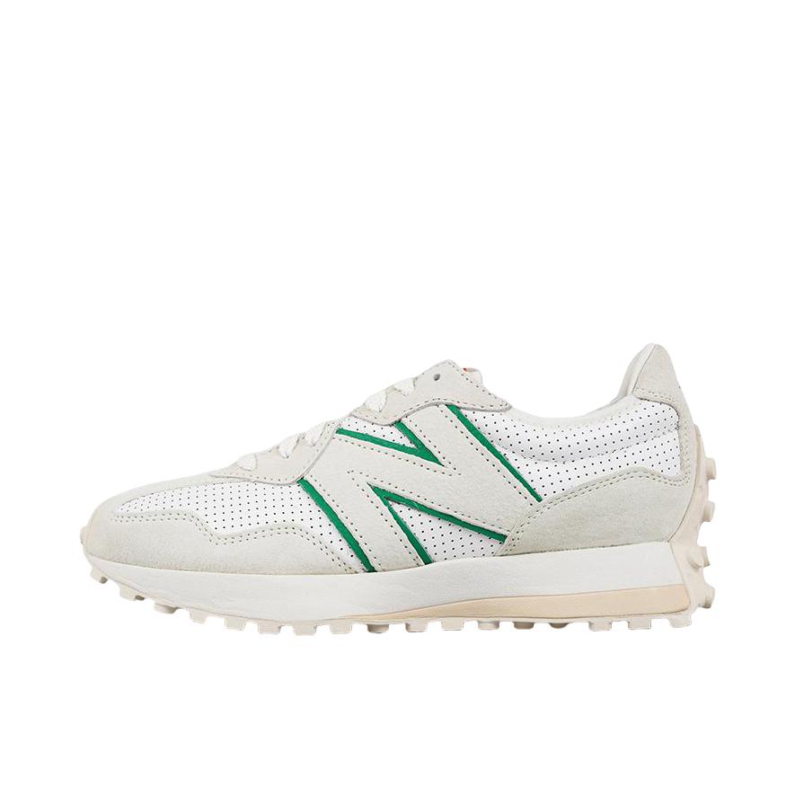 推荐商品：【IU同款】 New Balance 327 跑鞋 舒适复古防滑耐磨休闲透气减震拼接运动防水织物慢跑圆头 Casablanca联名/白绿灰