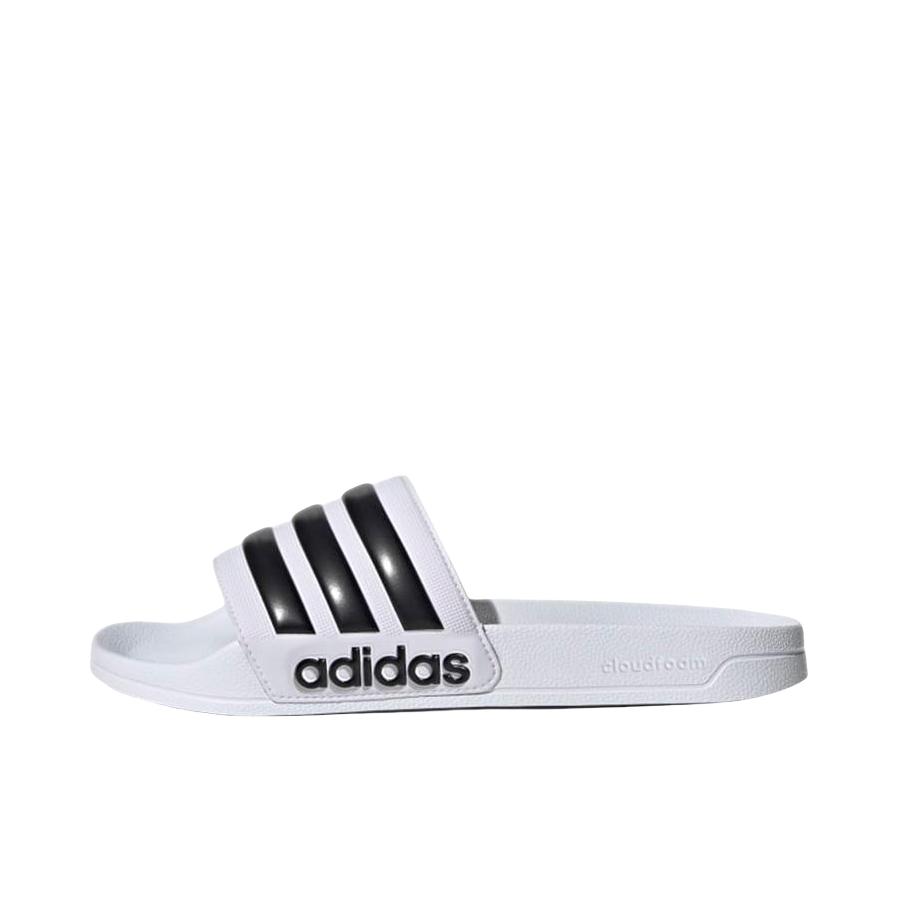推荐商品：adidas Adilette Shower 防滑耐磨 轻便透气 一字 外穿 运动 拖鞋 白色/黑色