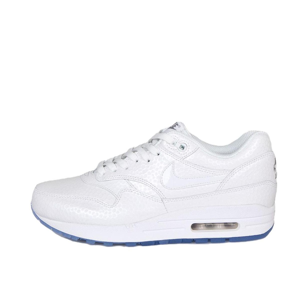 推荐商品：Nike Air Max 1 跑鞋 气垫缓震透气轻便复古运动舒适百搭潮流耐磨低帮训练防滑冬季支撑马拉松防水抓地圆头耐穿 White / Metallic Silver 白水晶
