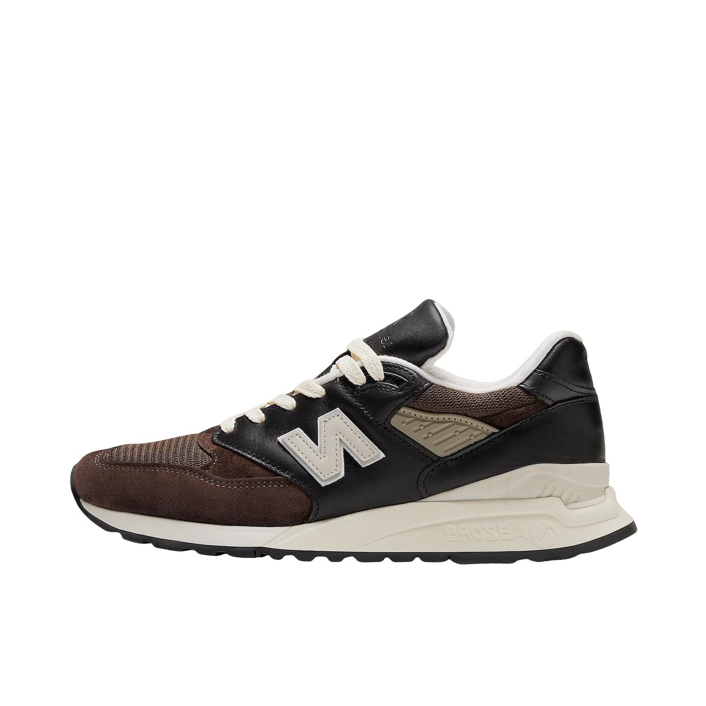 推荐商品：New Balance 998 跑鞋 复古慢跑织物网布舒适减震支撑低帮圆头 深棕色/米色