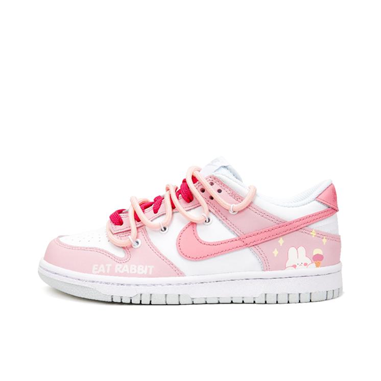 推荐商品：【定制球鞋】 Nike Dunk 板鞋 平跟系带防滑耐磨做旧高街简约百搭潮流复古美式 GS/冰淇淋兔