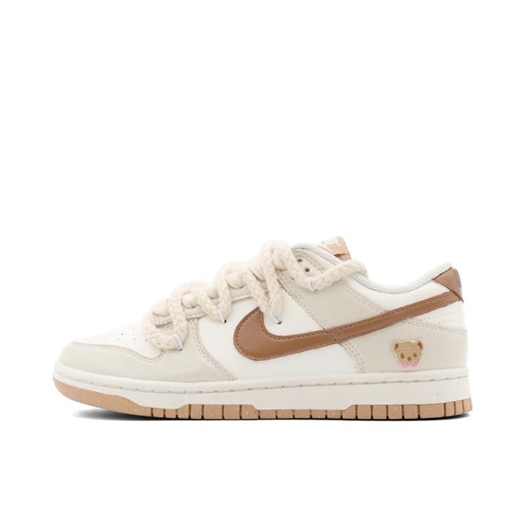 推荐商品：【定制球鞋】 Nike Dunk 板鞋 平跟系带防滑耐磨做旧高街简约百搭潮流复古美式 GS/豆乳熊仔 