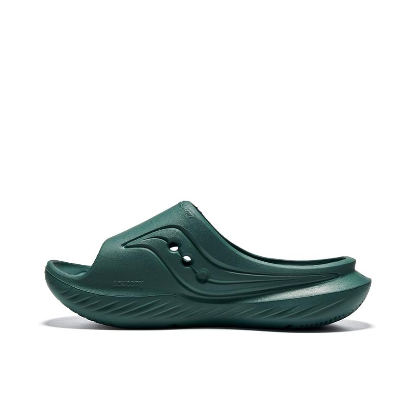 推荐商品：Saucony/索康尼 Cradle 减震回弹 舒适 防滑耐磨 外穿 软底 一脚蹬 一字 拖鞋 墨绿色