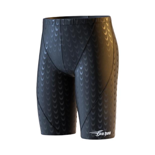 推荐商品：YOUYOU/佑游 大码速干防尴尬五分平角泳裤 25255K 黑泳裤/五分+黑泳帽/两件装