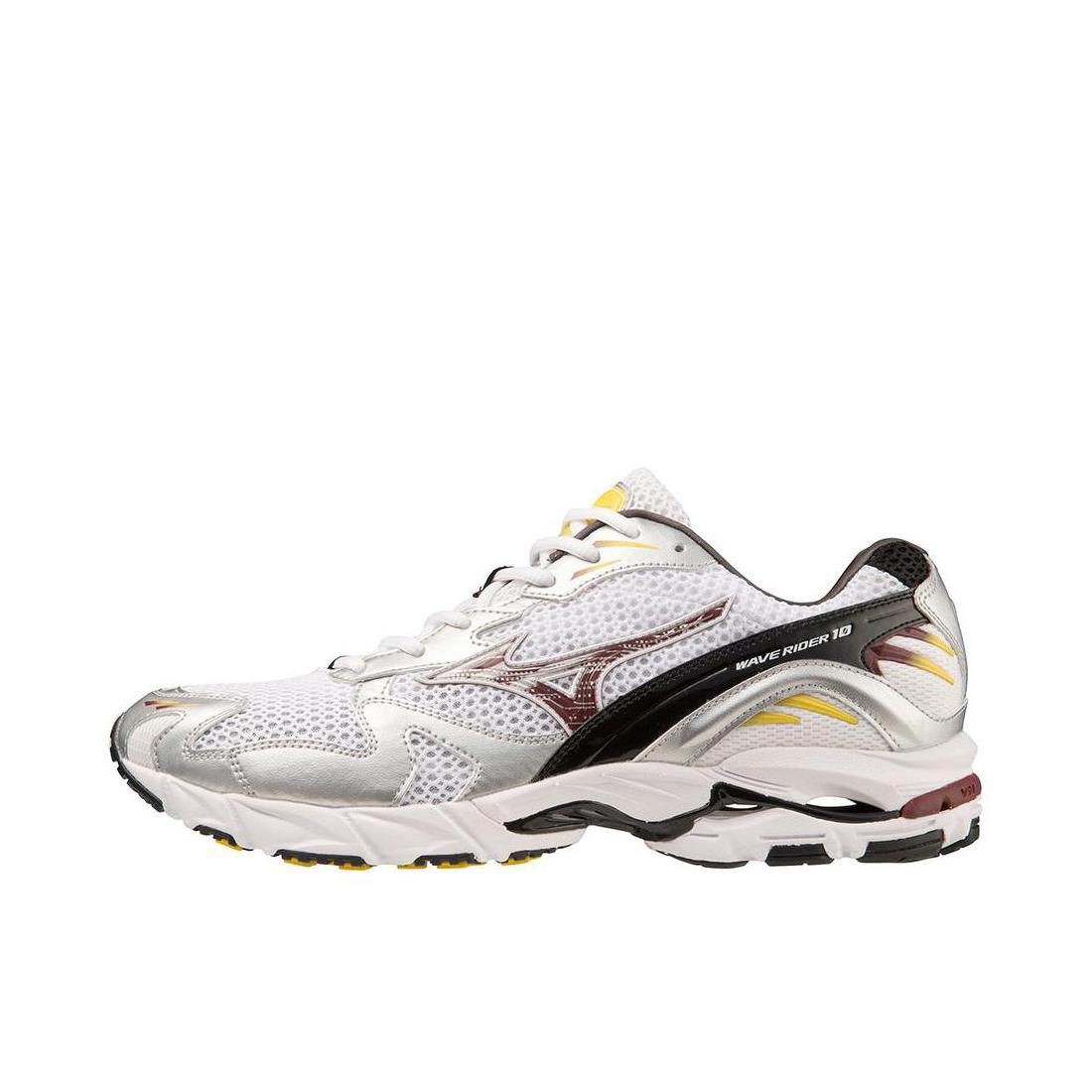 推荐商品：Mizuno/美津浓  Wave Rider 10  经典减震 防滑耐磨 轻便  网布 透气 织物 复古 合成革 运动  跑鞋 白色/红色/灰色