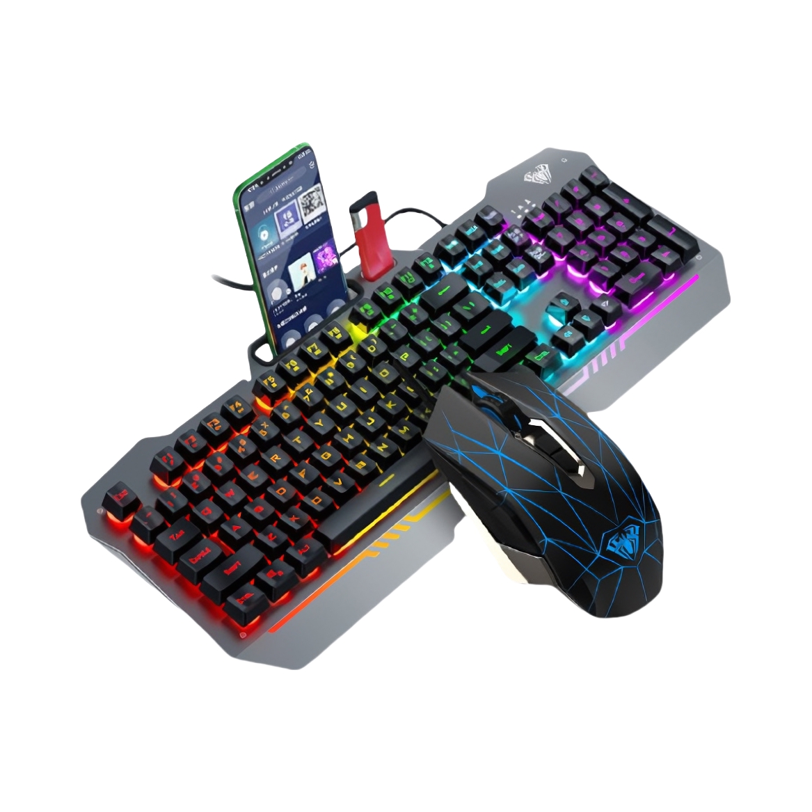 推荐商品：AULA/狼蛛 F3010+S50 键鼠套装 机械手感 无冲酷 炫背光灯效 电竞 混光