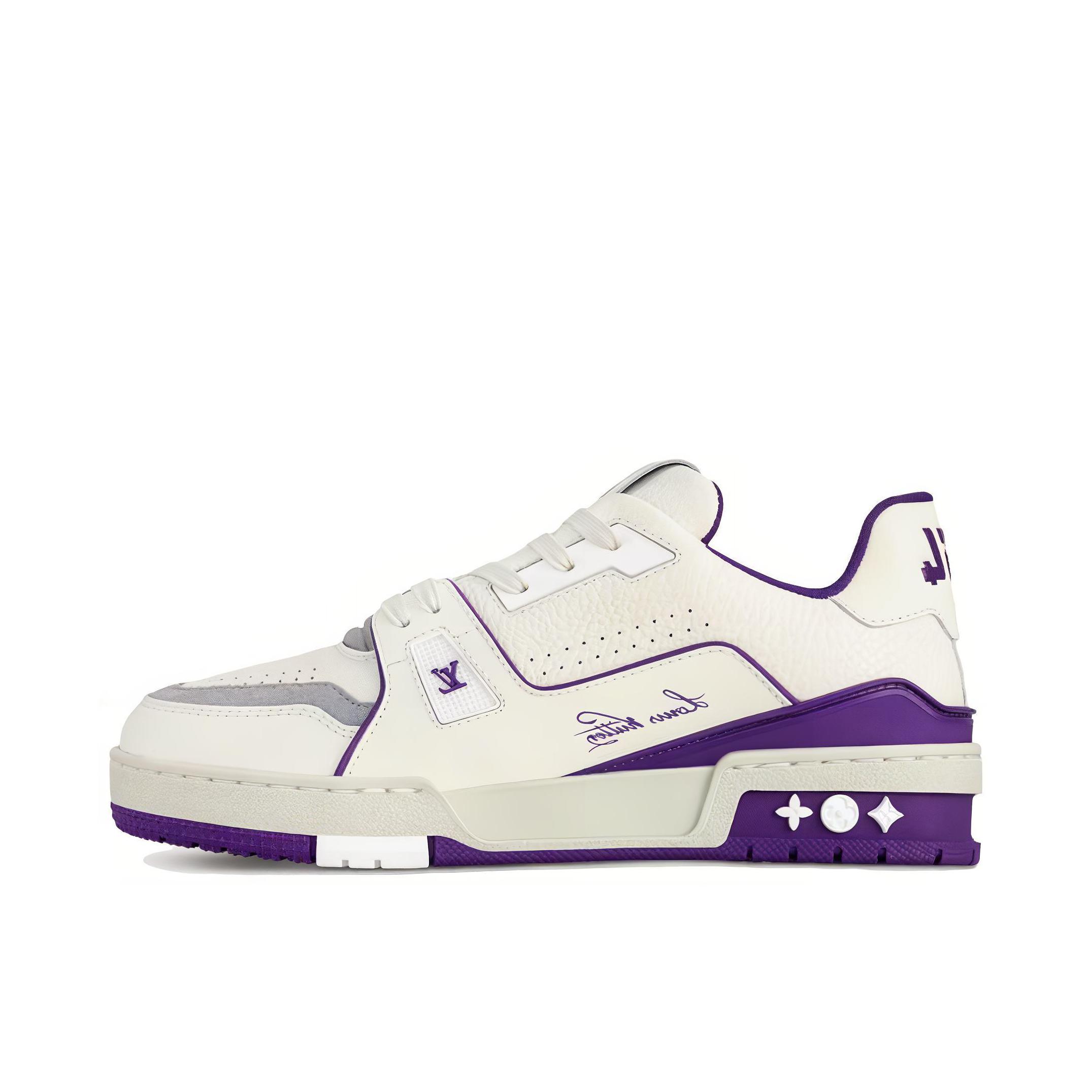 推荐商品：Louis Vuitton Trainer系列 时尚 牛皮 圆头 防滑 轻便 板鞋 女款/紫色/白色