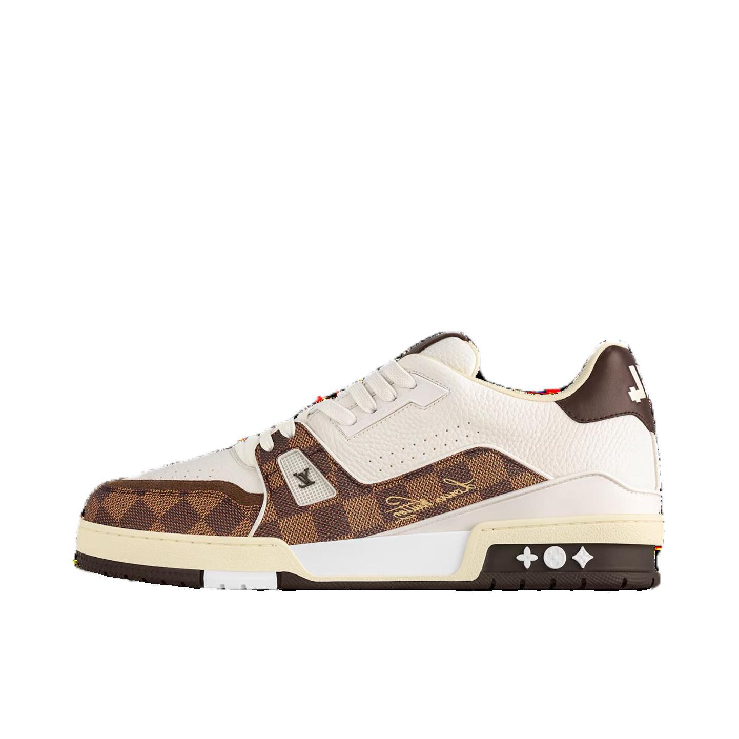 推荐商品：Louis Vuitton Trainer系列 时尚 牛皮 圆头 防滑 轻便 板鞋 棕色/白色/黑色  