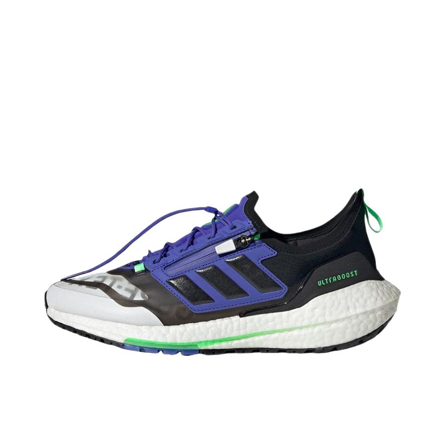 推荐商品：adidas UltraBoost 21 跑鞋 经典透气缓震织物防滑支撑防水马拉松抗扭转回弹圆头 GTX/黑色/蓝色