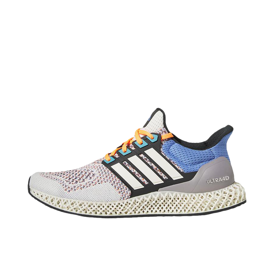 推荐商品：adidas Ultra 4D 跑鞋 减震防滑耐磨碳板透气织物轻运动抗扭转支撑长跑 粉白/蓝色/灰色 