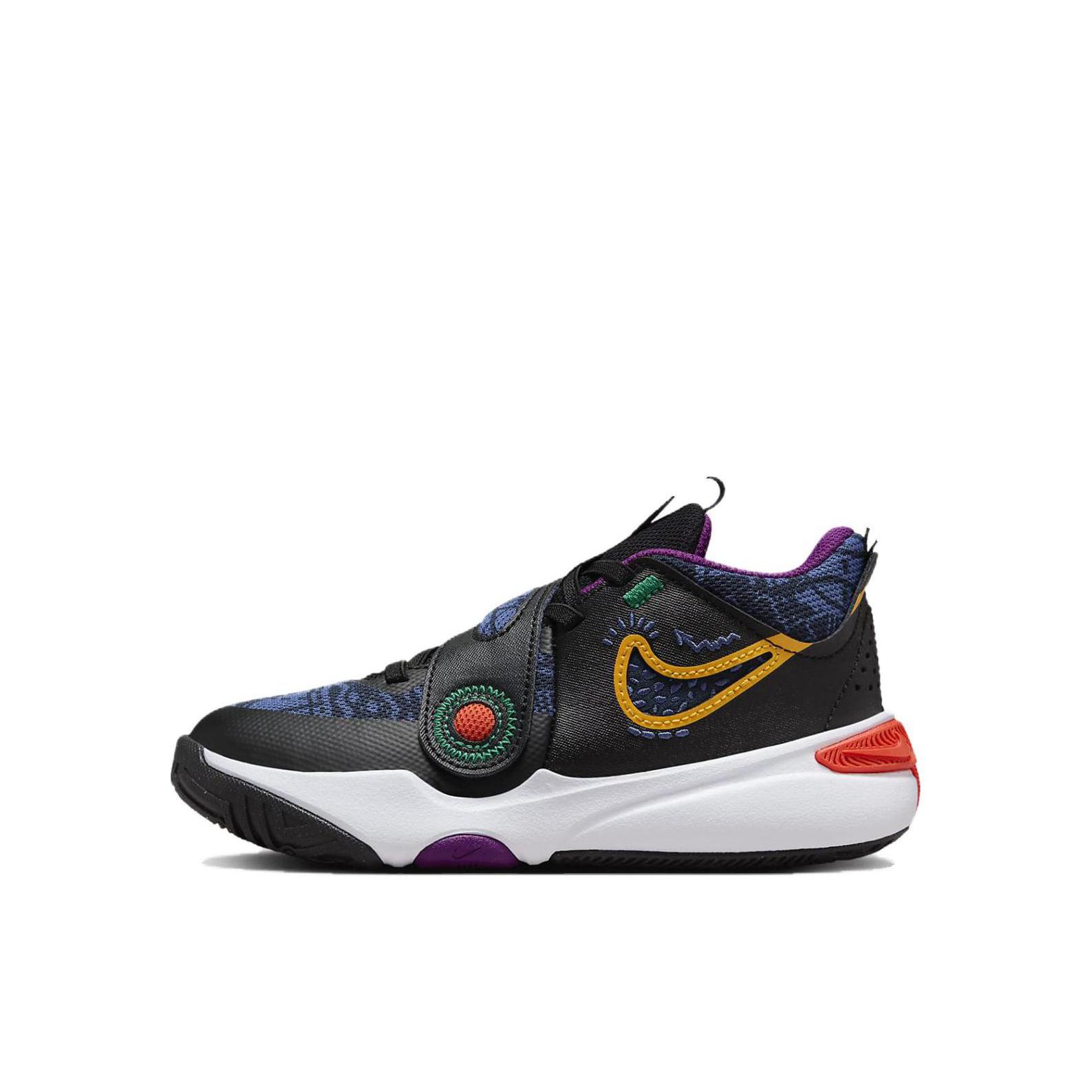 推荐商品：Nike  Team Hustle D 11 魔术贴 防踢 易穿脱 儿童运动鞋 小童/黑色/黄色