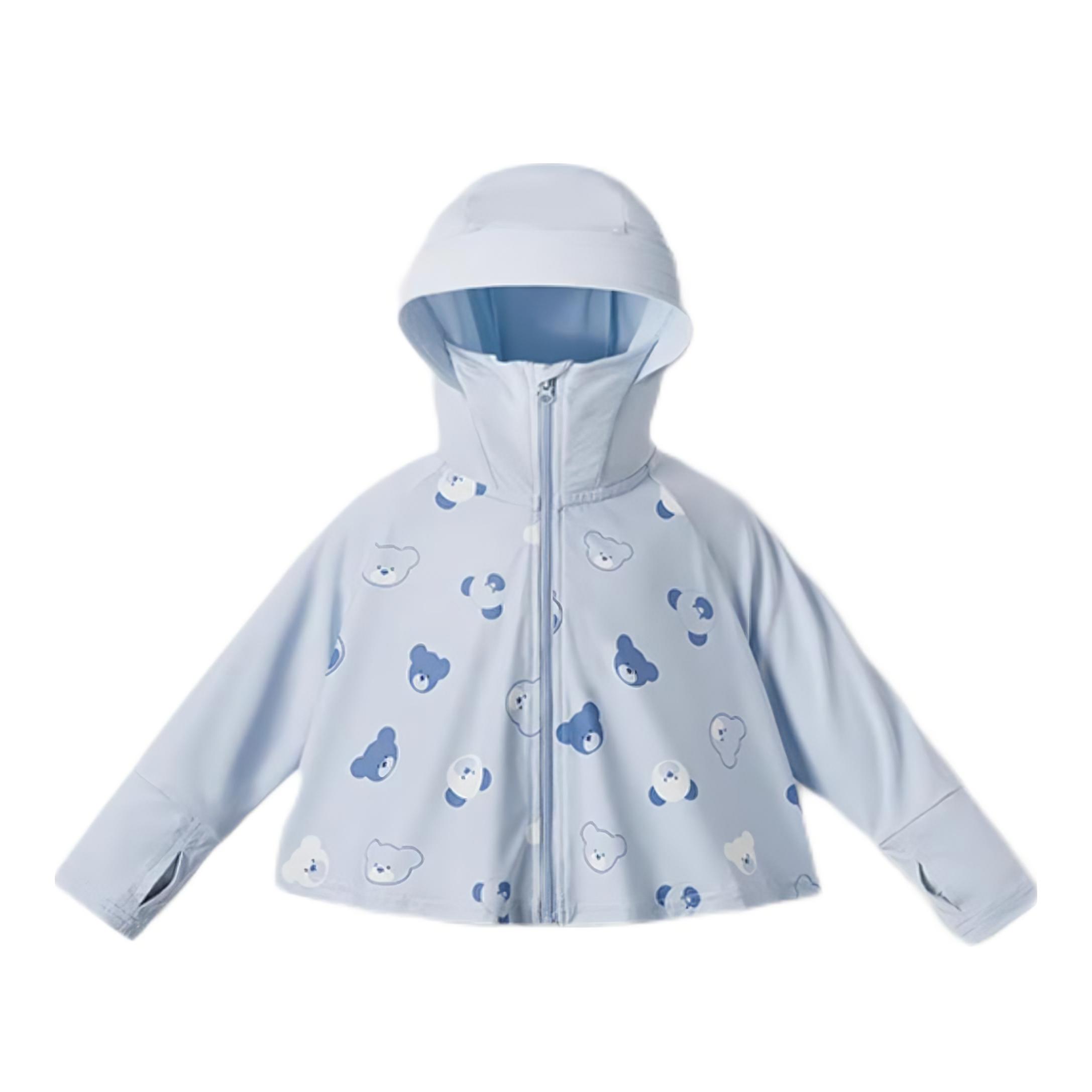 推荐商品：jellybaby童装  防紫外线冰丝薄款印花连帽防晒衣 中大童 JJN42971 浅蓝