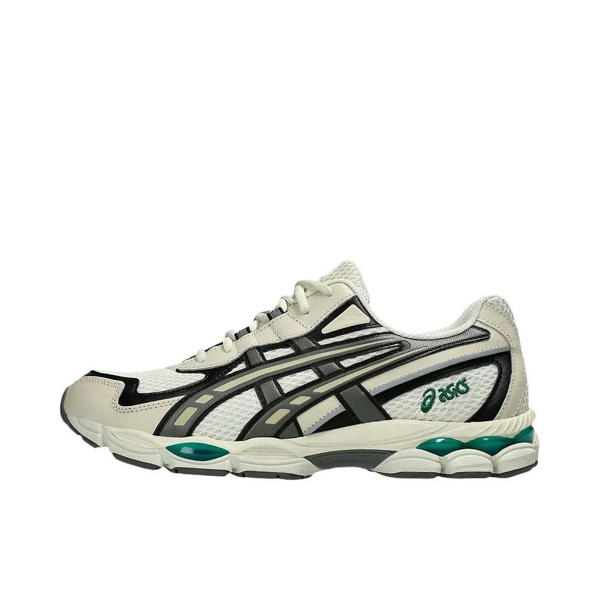 推荐商品：Asics/亚瑟士 Gel-NYC 跑鞋 圆头缓震防滑耐磨机能风复古潮流织物合成革贴合支撑耐穿 米色/绿色