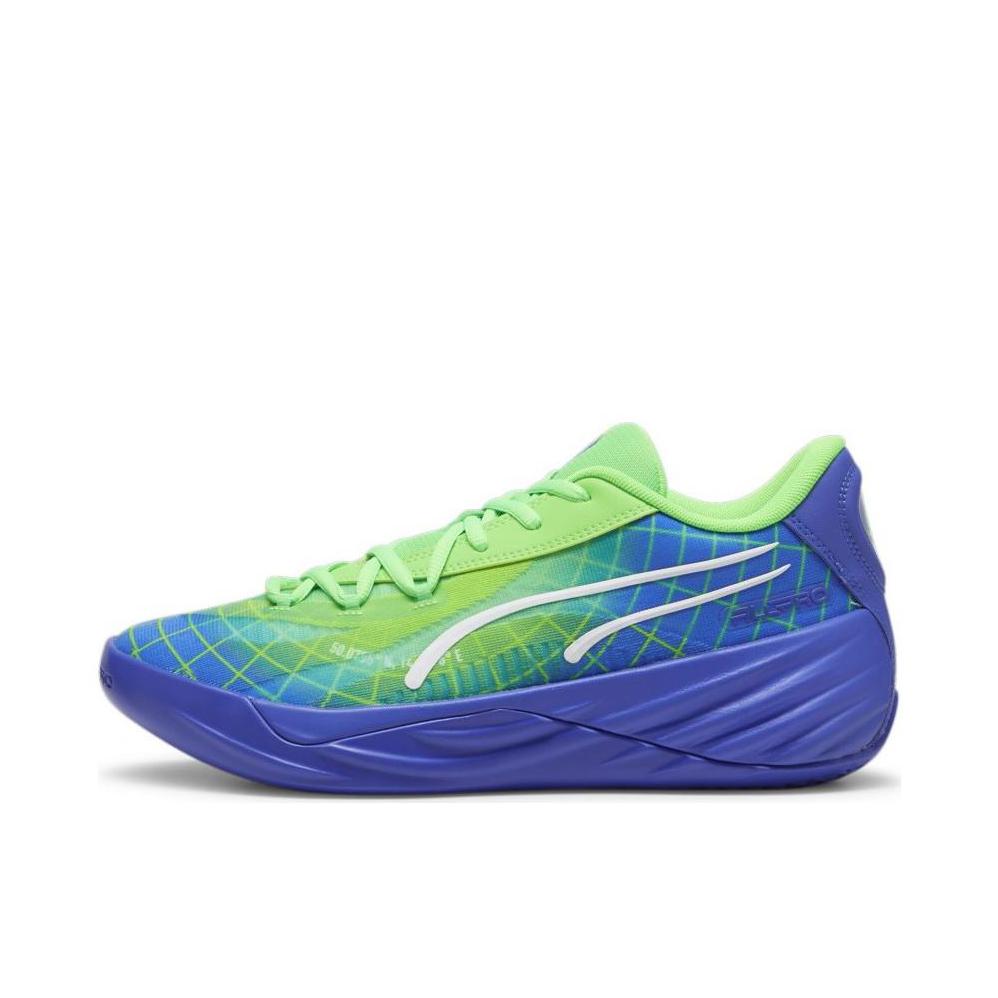 推荐商品：Puma/彪马 All Pro Nitro 哈利伯顿 舒适稳定 缓震回弹 抗扭 防滑耐磨 篮球鞋 MARCUS SMART联名/蓝色/绿色